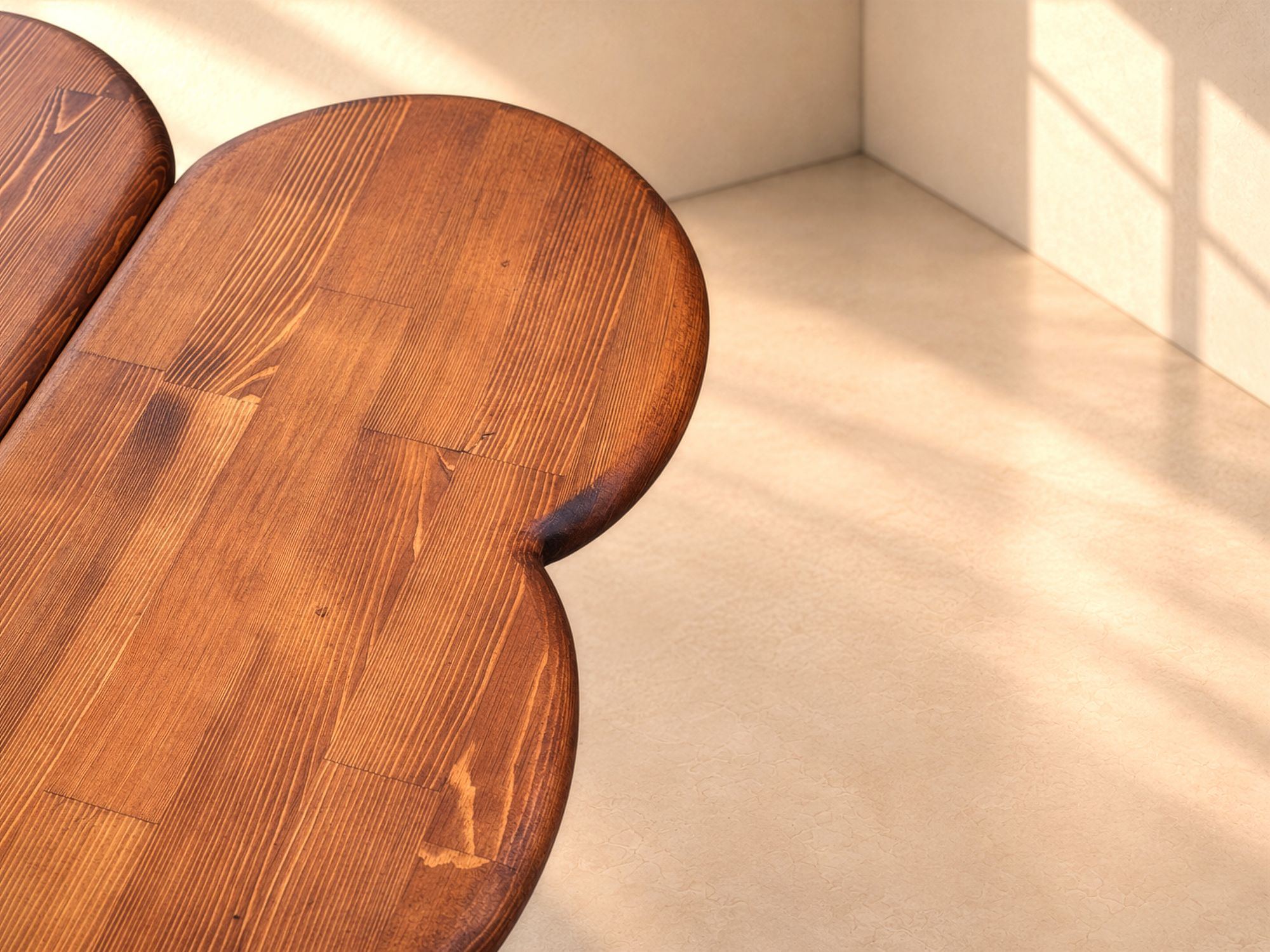Kanat two-piece solid wood coffee table, detail
