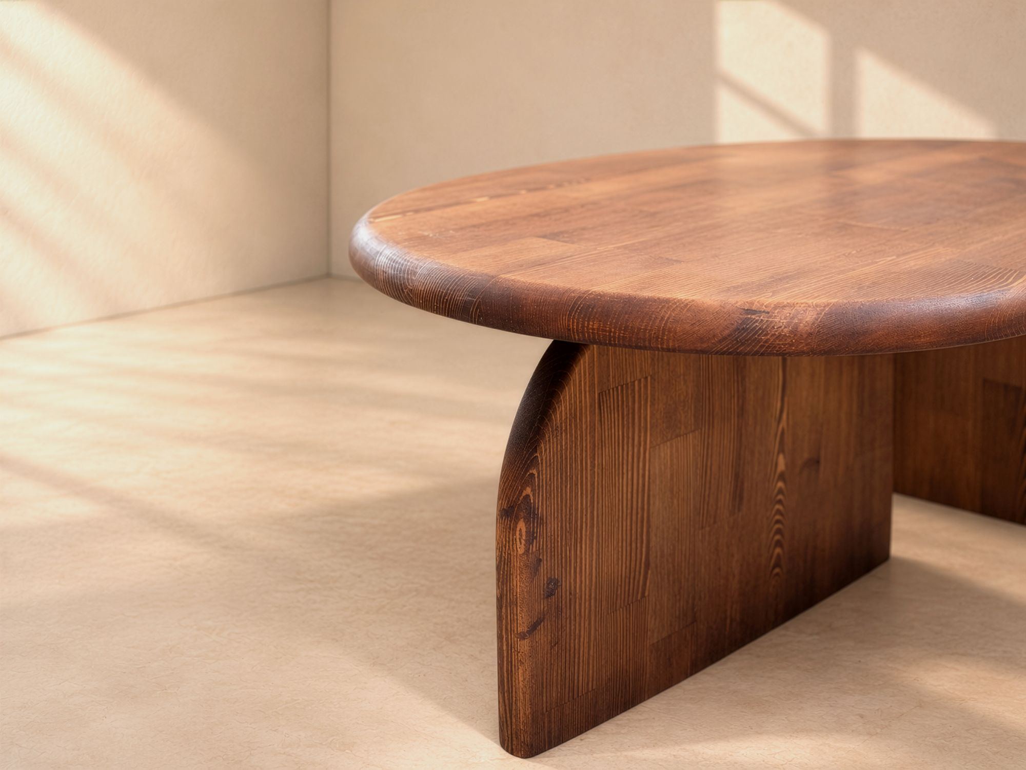 Ufuk oval solid wood coffee table, detail